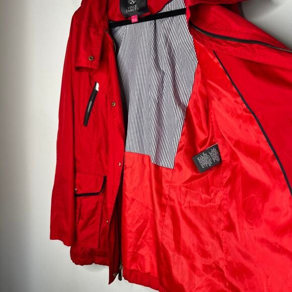 Vince Camuto Red Hooded Rain Jacket Coat Size Large - Picture 6 of 9